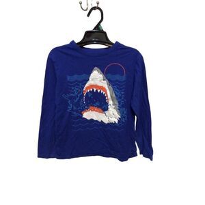 THE Children Place Boy Long Sleeve Shark Tee Size M Blue